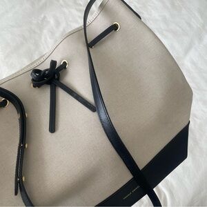 Mansur Gavriel Large Crossbody Bucket Bag in Canvas and Black Trim Gold